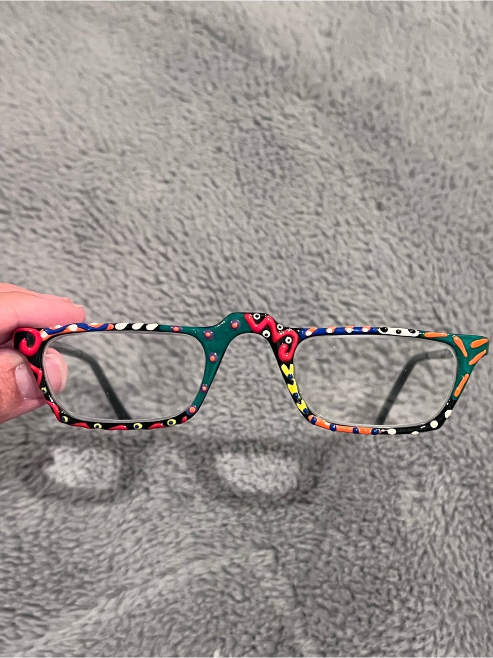 ReadingGlasses.com Handpainted Polka Dot Multicolor Rectangle Bifocal +2.00 case